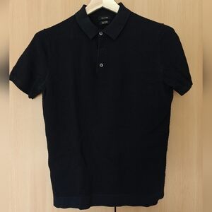 Massimo Dutti Textured Black Polo Shirt